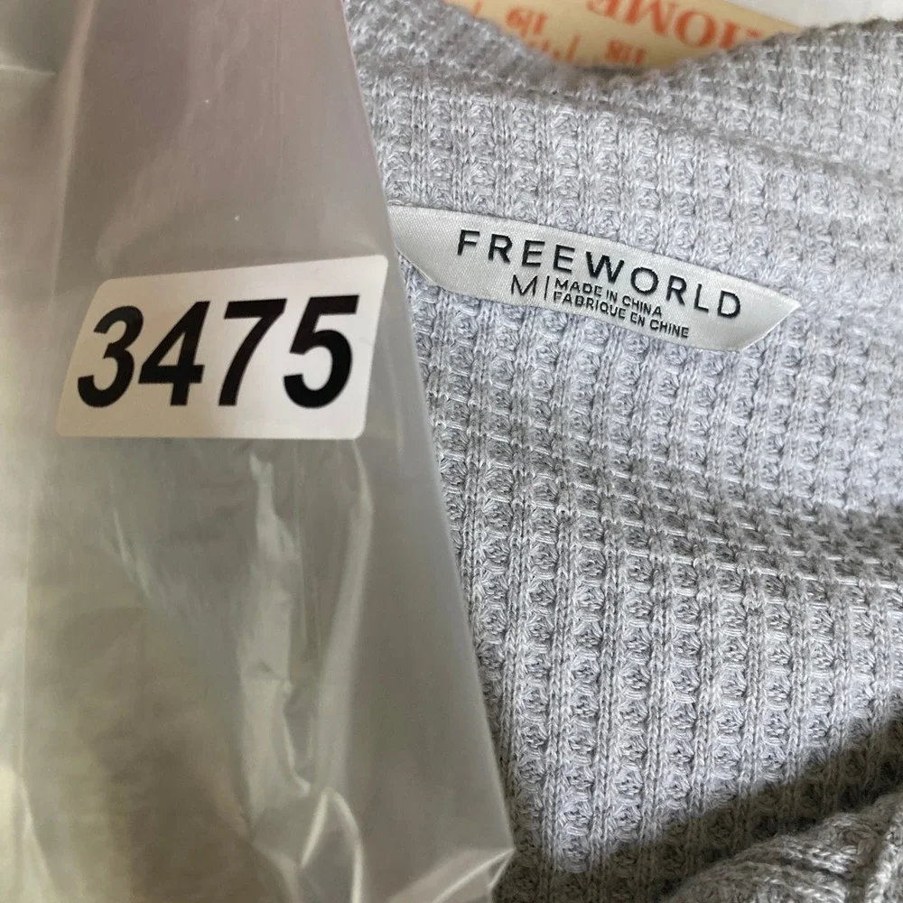 FREEWORLD Womens‎ Cleo Gray Waffle Knit Button Down Shacket Jacket M Long Sleeve